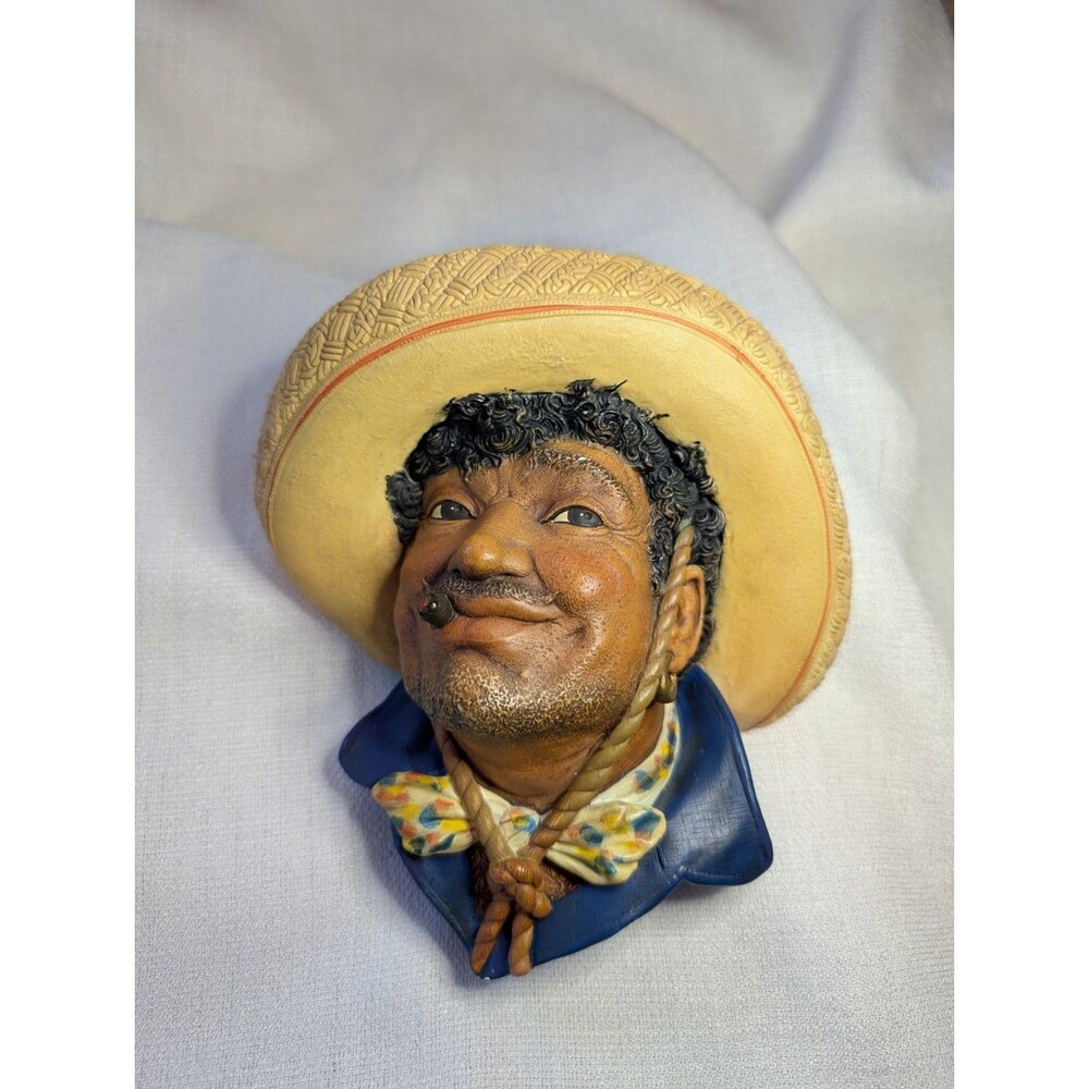 Vintage Bossons Chalkware Head 1970s ~ PANCHO Wall Art Decor Made in England